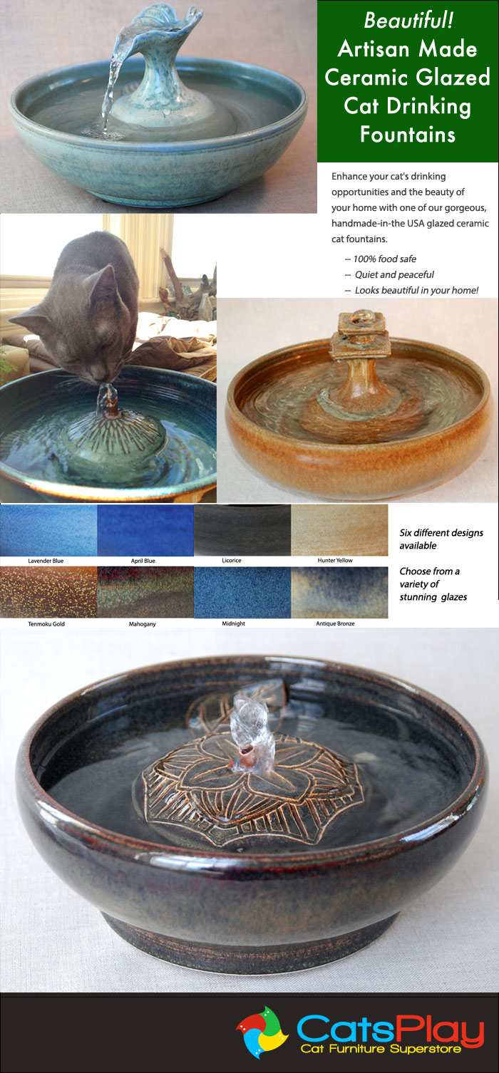 Stunning Handmade Ceramic Cat Drinking Fountains - Healthy and Beautiful