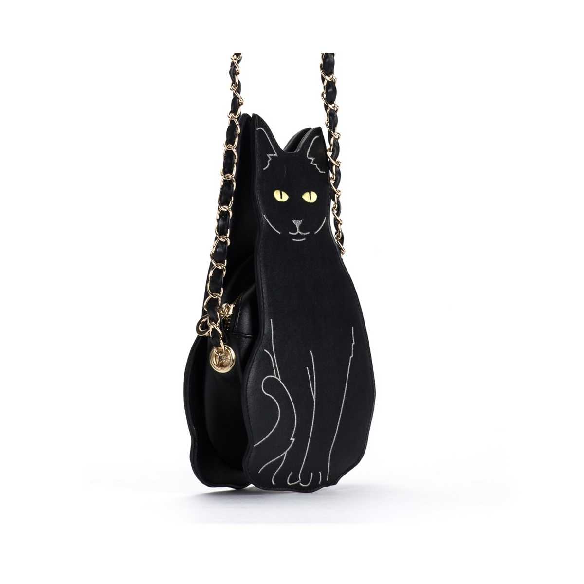 Black Cat Chain Shoulder Bag in PU Leather CatsPlay Superstore