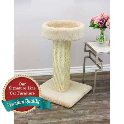 Cat's Choice Large Tub Cat Lounger w/ Solid Wood Sisal Post