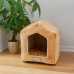 Small Indoor Cat house Bed With Mat C27CZS/MH Earth Brown & Beige