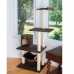 GeeWhiz 59-Inch Wood Cat Tree In Coffee Brown With Hammock and Round Condo