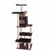 GeeWhiz 66-Inch Wood Cat Tree In Coffee Brown With Four Levels, Two Perches, Condo