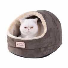 Faux suede Cat Bed and Cave C18HHL/MH, Laurel Green