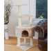 GeeWhiz 48-Inch Wood Cat Tree In Beige With Perch And Playhouse