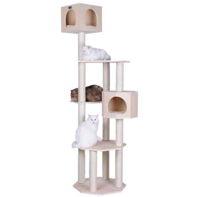 Cat's Dream Premium Scots Pine 85-Inch Cat Tree with Five Levels, Two Condos