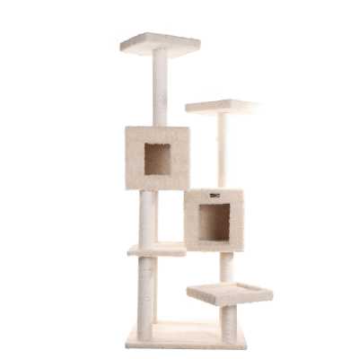 Cat's Dream Multi-Level Wood Cat Tree w Two Spacious Condos, Perches for Kittens A6702