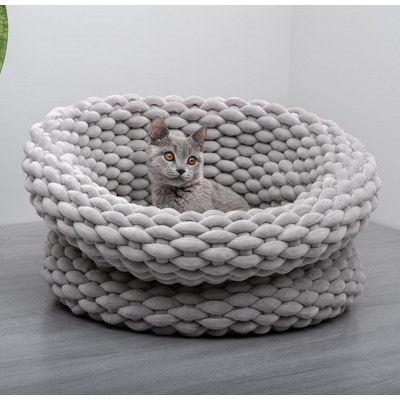 Aviva Velvety Cat Bed Basket - Single Weave