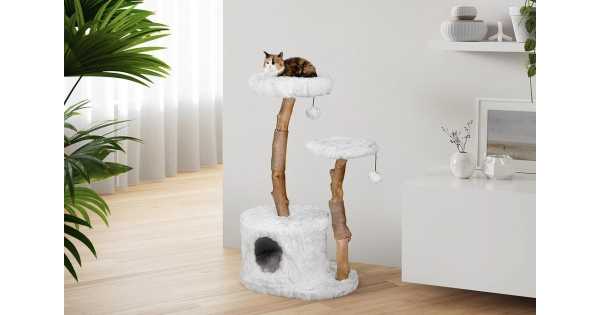 Allaboo Luxury Wood 2 Tier Cat Tree - CatsPlay Superstore