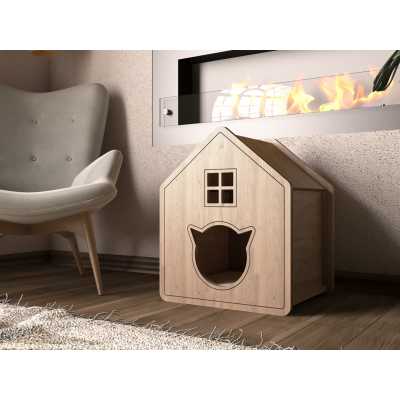 Cute Cat House with Decorative Window and Door PC17A