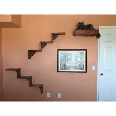 Artisan Made - (2) Floating Cat Wall Stairs + (1) Floating Cat Wall Bed