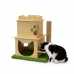 Indoor Two-Story Wooden Cat Home with Scratching Post & Feeding Station