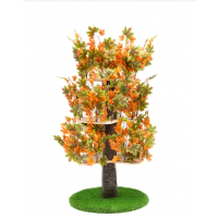 Luxury Cat Tree (Large) - Round Base Summer -  Orange & Green Leaves - CT011