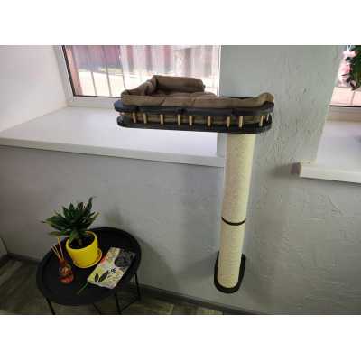 Cat Wall-Mounted Bed and Scratching Post for Mounting on the RIGHT side of a Window