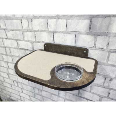 Wall Mounted Cat Shelf with Feeder Bowl