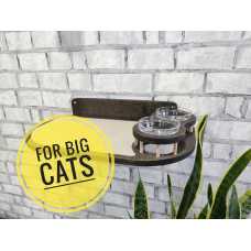Cat Wall Shelf for Large Cats with 2 raised bowls 