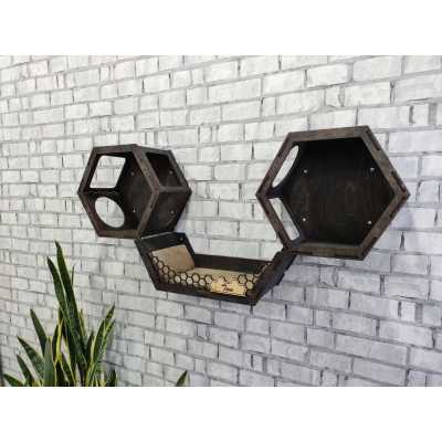 Hex Cat Wall Shelves and Cat Bed