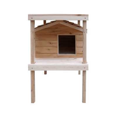 Large Cedar Insulated Cat House with Platform and Loft