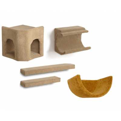 Kitty Corner Hideaway + Cradle + 2 Ramps + Wall Cup Cat Wall Climbing Package Image