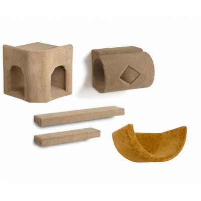 Kitty Corner Hideaway + Tube + 2 Ramps + Wall Cup Cat Wall Climbing Package Image