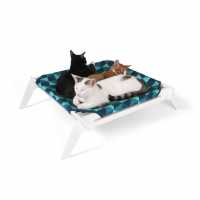 Designer Pet Lounge with Reversible Fabric Hammock - Blue Triangles - 33336