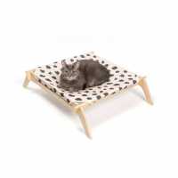 Designer Pet Lounge with Reversible Fabric Hammock - Neutral with Natural Frame - 33335
