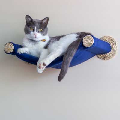 Cat Hammock - Wall Mounted Cat Bed - Blue Image