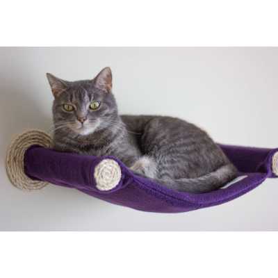 Cat Hammock - Wall Mounted Cat Bed - Purple Image