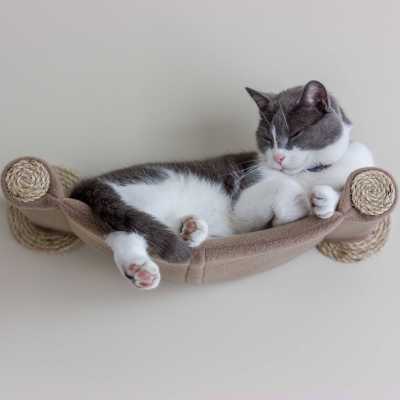 Cat Hammock - Wall Mounted Cat Bed - Tan Image