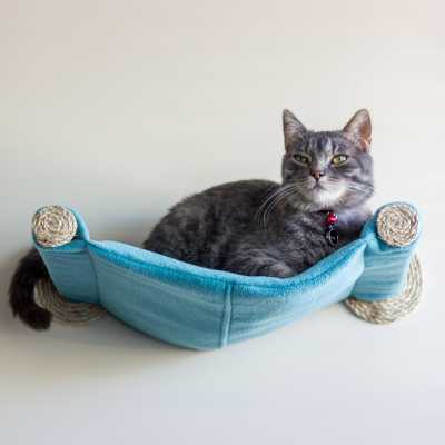 Cat Hammock - Wall Mounted Cat Bed - Teal Image