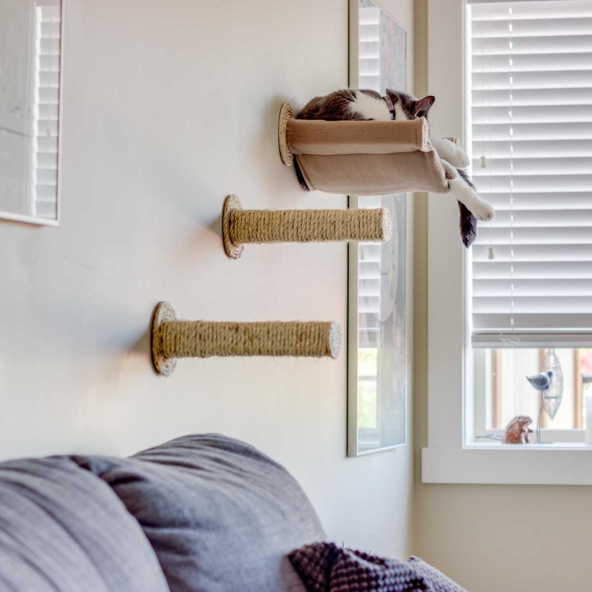  Cat  Hammock Wall  Mounted Cat  Bed with 2 Sisal Steps CatsPlay Superstore