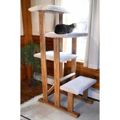 Solid Wood Quad Perch Cat Tree