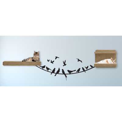 Cat Themed Wall Accent Decal - Birds on a Wire