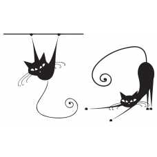 Cat Themed Wall Accent Decal - Whimsical Pair of Cats
