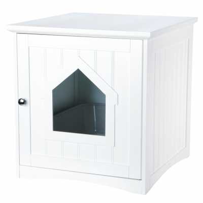 Wooden Cat Toilet Litterbox Cabinet - White Image