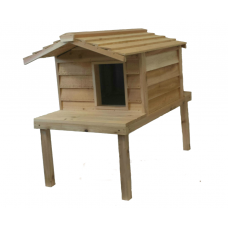 Large Cedar Insulated Cat or Small Dog House with Deck and Extended Roof