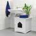 Wooden Cat Toilet Litterbox Cabinet - White